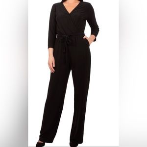 NY Collection Women’s V-Neck Belted Jumpsuit